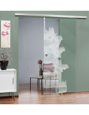 Glasschiebetür SLIM-LINE Pagode II Gelasert Auf Klarglas