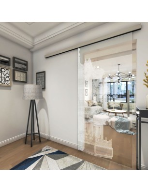 Glasschiebetür SLIM-LINE Pagode II Gelasert Auf Klarglas