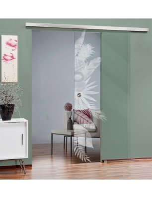 Glasschiebetür SLIM-LINE Tropical II Gelasert Auf Klarglas