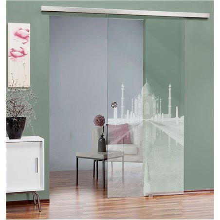 Glasschiebetür SLIM-LINE Tac Mahal Gelasert Auf Klarglas