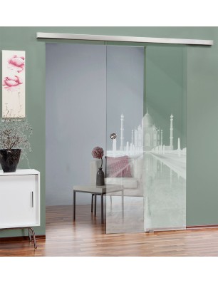 Glasschiebetür SLIM-LINE Tac Mahal Gelasert Auf Klarglas