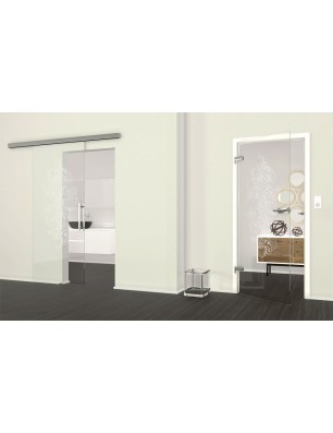 Glasschiebetür SLIM-LINE Florale Kunst Gelasert Auf Klarglas