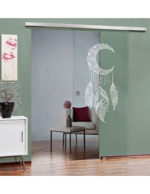 Glasschiebetür SLIM-LINE Dreamcatcher Gelasert Auf Klarglas