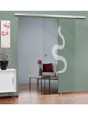 Glasschiebetür SLIM-LINE Snake Gelasert Auf Klarglas