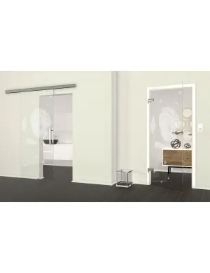 Glasschiebetür SLIM-LINE Blume Gelasert Auf Klarglas