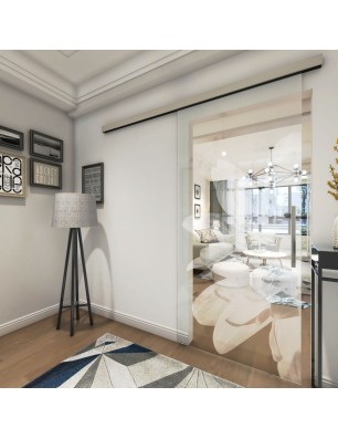 Glasschiebetür SLIM-LINE Blume 2 Gelasert Auf Klarglas