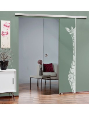 Glasschiebetür SLIM-LINE Giraffe Gelasert Auf Klarglas