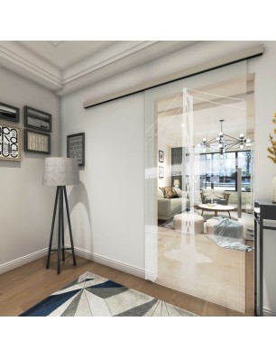 Glasschiebetür SLIM-LINE Spukhaus Gelasert Auf Klarglas