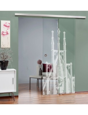 Glasschiebetür SLIM-LINE München Gelasert Auf Klarglas