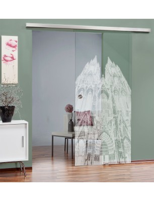 Glasschiebetür SLIM-LINE Köln Gelasert Auf Klarglas