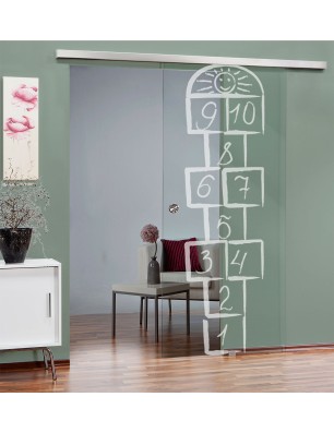 Glasschiebetür SLIM-LINE Hopscotch Gelasert Auf Klarglas