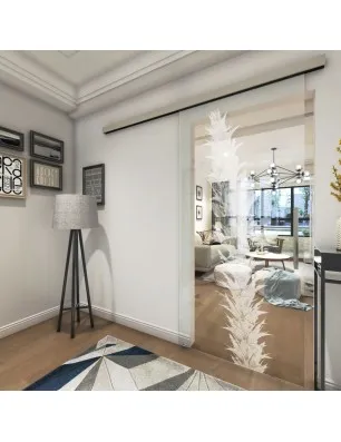 Glasschiebetür SLIM-LINE Acantus Montanus Gelasert Auf Klarglas