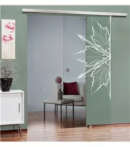 Glasschiebetür SLIM-LINE Eis Gelasert Auf Klarglas