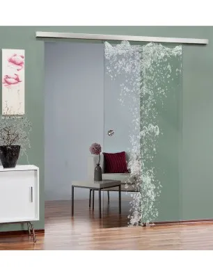 Glasschiebetür SLIM-LINE Wasser Gelasert Auf Klarglas