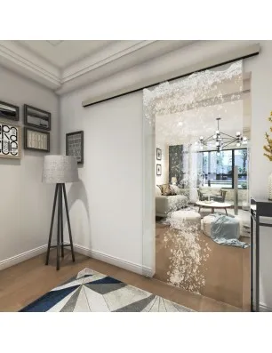 Glasschiebetür SLIM-LINE Wasser Gelasert Auf Klarglas