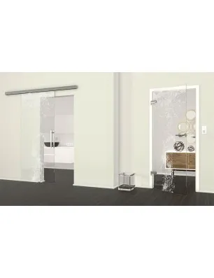 Glasschiebetür SLIM-LINE Wasser Gelasert Auf Klarglas