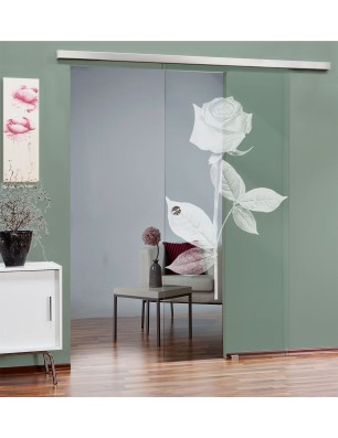 Glasschiebetür SLIM-LINE Rose I Gelasert Auf Klarglas