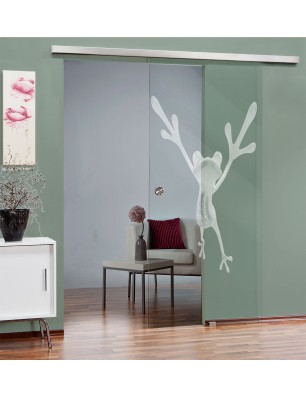 Glasschiebetür SLIM-LINE Crazy Frog Gelasert Auf Klarglas