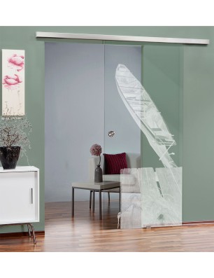 Glasschiebetür SLIM-LINE Boot 2 Gelasert Auf Klarglas