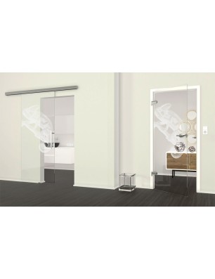 Glasschiebetür SLIM-LINE Camelion II Gelasert Auf Klarglas
