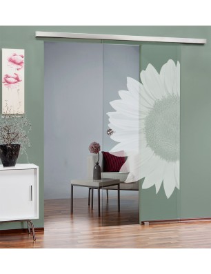 Glasschiebetür SLIM-LINE Sonnenblume Gelasert Auf Klarglas