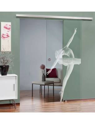 Glasschiebetür SLIM-LINE Balerina Gelasert Auf Klarglas