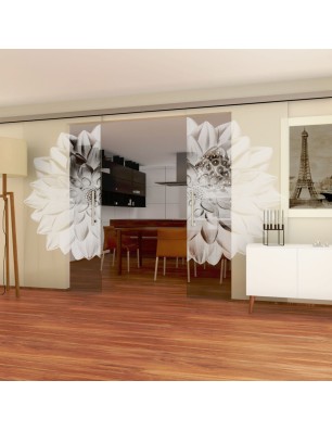 Glasschiebetür SLIM-LINE Blume 4 Gelasert Auf Klarglas