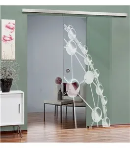 Glasschiebetür SLIM-LINE Network Gelasert Auf Klarglas