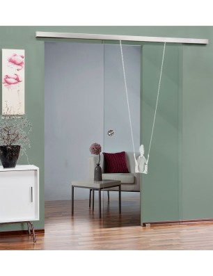 Glasschiebetür SLIM-LINE Schaukel Gelasert Auf Klarglas
