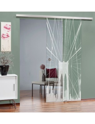 Glasschiebetür SLIM-LINE Brooklyn Gelasert Auf Klarglas