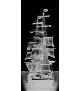 Glasschiebetür SLIM-LINE Segelschiff II Gelasert Auf Klarglas