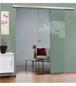 Glasschiebetür SLIM-LINE Europa Gelasert Auf Klarglas