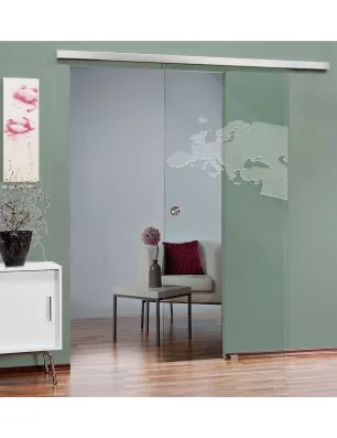 Glasschiebetür SLIM-LINE Europa Gelasert Auf Klarglas