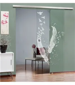 Glasschiebetür SLIM-LINE Phönix II Gelasert Auf Klarglas