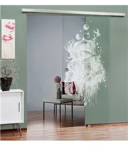 Glasschiebetür SLIM-LINE Astronaut Gelasert Auf Klarglas