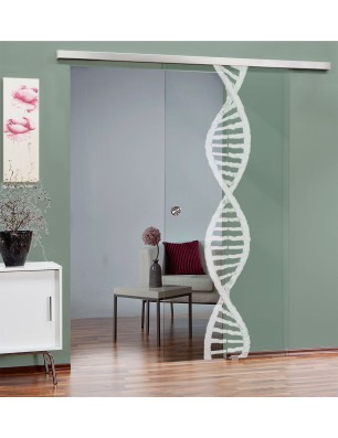 Glasschiebetür SLIM-LINE "DNA" Gelasert Auf Klarglas