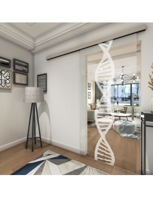 Glasschiebetür SLIM-LINE "DNA" Gelasert Auf Klarglas