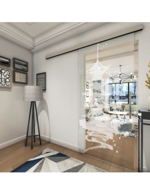 Glasschiebetür SLIM-LINE Pagode III Gelasert Auf Klarglas
