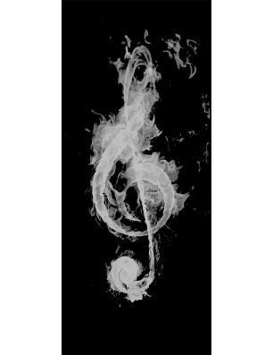 Glasschiebetür SLIM-LINE Burning Musik Gelasert Auf Klarglas