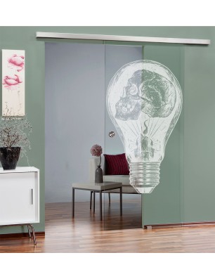 Glasschiebetür SLIM-LINE Skull Gelasert Auf Klarglas