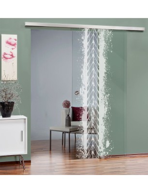 Glasschiebetür SLIM-LINE Abdruck Gelasert Auf Klarglas