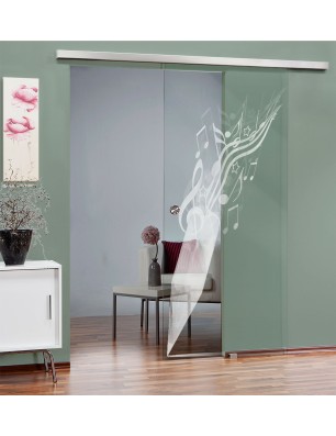 Glasschiebetür SLIM-LINE Komponieren Gelasert Auf Klarglas