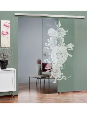 Glasschiebetür SLIM-LINE Time Gelasert Auf Klarglas