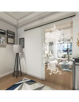 Glasschiebetür SLIM-LINE Time Gelasert Auf Klarglas