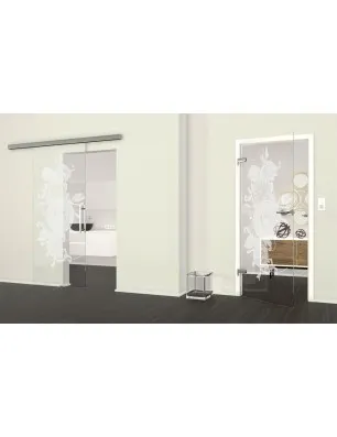 Glasschiebetür SLIM-LINE Time Gelasert Auf Klarglas