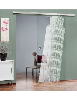 Glasschiebetür SLIM-LINE Pisa Gelasert Auf Klarglas