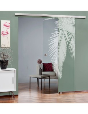 Glasschiebetür SLIM-LINE Blätter 2 Gelasert Auf Klarglas