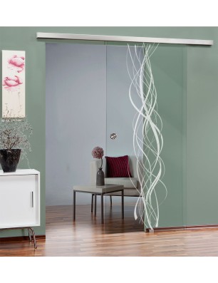 Glasschiebetür SLIM-LINE Abstrakt 3 Gelasert Auf Klarglas