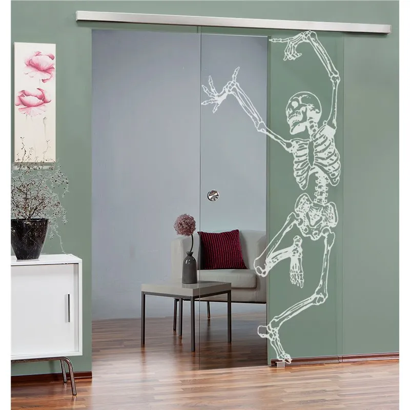 Glasschiebetür SLIM-LINE Skelett Gelasert Auf Klarglas Glasschiebetür SLIM-LINE Skelett Gelasert Auf Klarglas