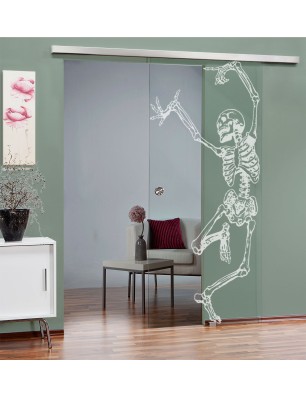 Glasschiebetür SLIM-LINE Skelett Gelasert Auf Klarglas